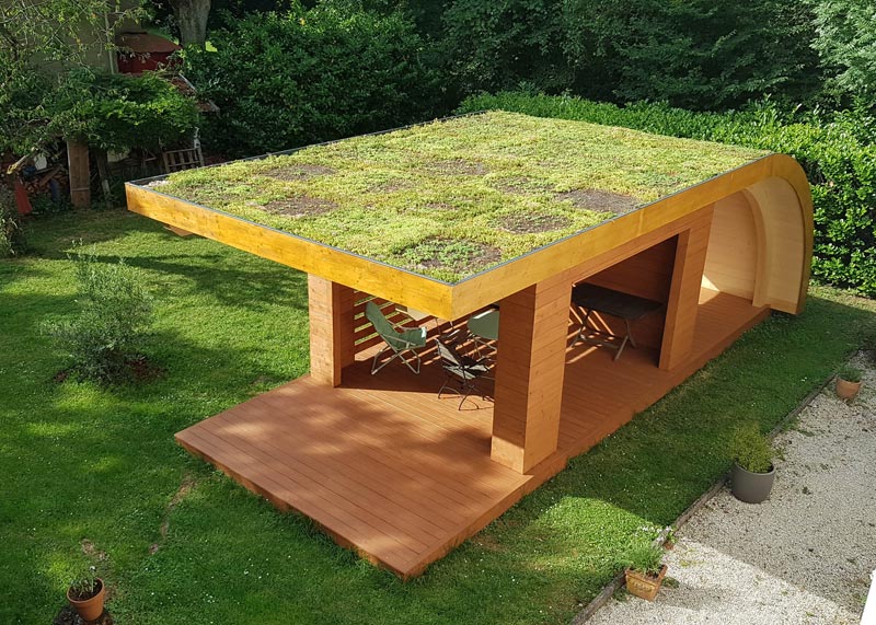 Extension Maison Abris Jardin toiture vegetalisee